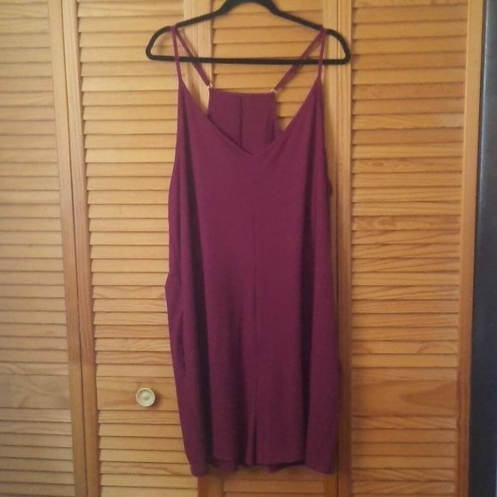 No Brand Name Maroon Spaghetti Adjustable Strap Inseam Pockets Romper Size 5XL